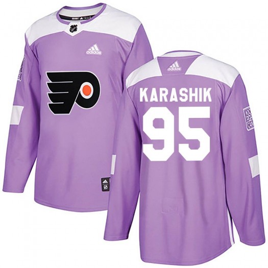 Adam Karashik Philadelphia Flyers Youth Adidas Authentic Purple Fights Cancer Practice Jersey