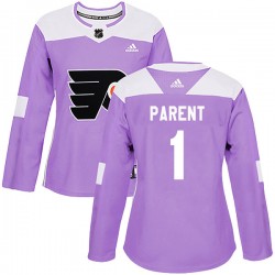 Bernie Parent Philadelphia Flyers Women's Adidas Authentic Purple Fights Cancer Practice Jersey