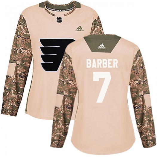 Bill Barber Philadelphia Flyers Women's Adidas Authentic Camo Veterans Day Practice Jersey