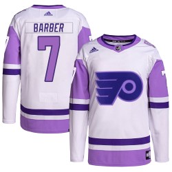 Bill Barber Philadelphia Flyers Youth Adidas Authentic White/Purple Hockey Fights Cancer Primegreen Jersey