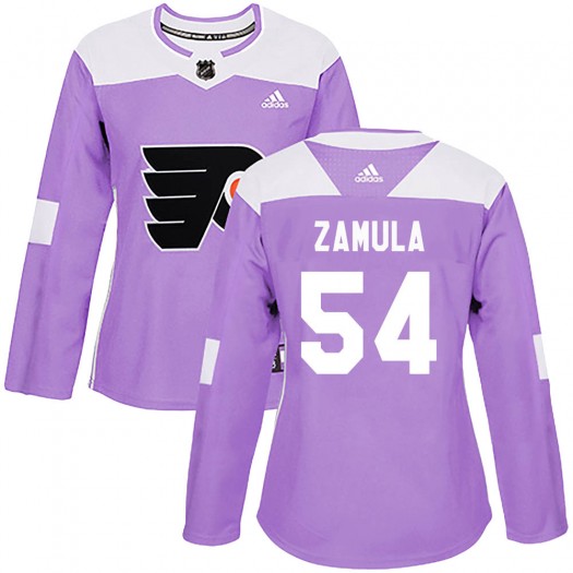 Egor Zamula Philadelphia Flyers Women's Adidas Authentic Purple Fights Cancer Practice Jersey