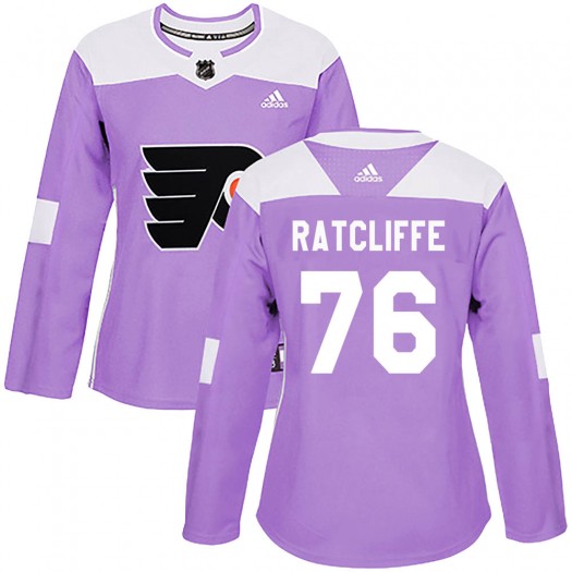Isaac Ratcliffe Philadelphia Flyers Women's Adidas Authentic Purple Fights Cancer Practice Jersey