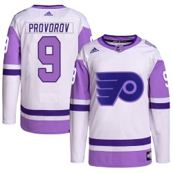 Ivan Provorov Philadelphia Flyers Youth Adidas Authentic White/Purple Hockey Fights Cancer Primegreen Jersey