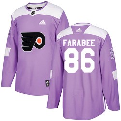 Joel Farabee Philadelphia Flyers Youth Adidas Authentic Purple Fights Cancer Practice Jersey