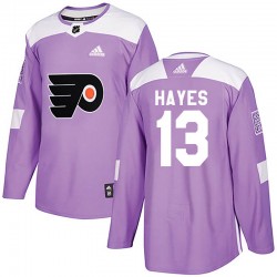 Kevin Hayes Philadelphia Flyers Youth Adidas Authentic Purple Fights Cancer Practice Jersey