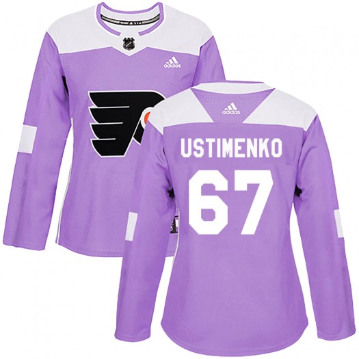 Kirill Ustimenko Philadelphia Flyers Women's Adidas Authentic Purple Fights Cancer Practice Jersey