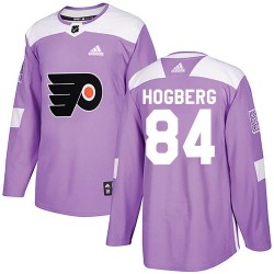 Linus Hogberg Philadelphia Flyers Men's Adidas Authentic Purple Fights Cancer Practice Jersey