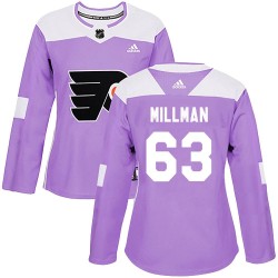 Mason Millman Philadelphia Flyers Women's Adidas Authentic Purple Fights Cancer Practice Jersey