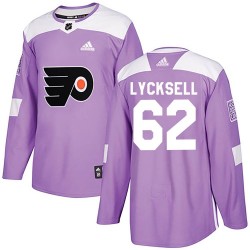 Olle Lycksell Philadelphia Flyers Youth Adidas Authentic Purple Fights Cancer Practice Jersey